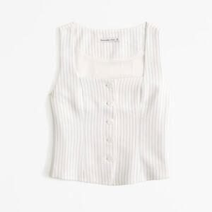 Abercrombie & Fitch Mara Tailored Squareneck Striped Vest Waistcoat, Size Medium